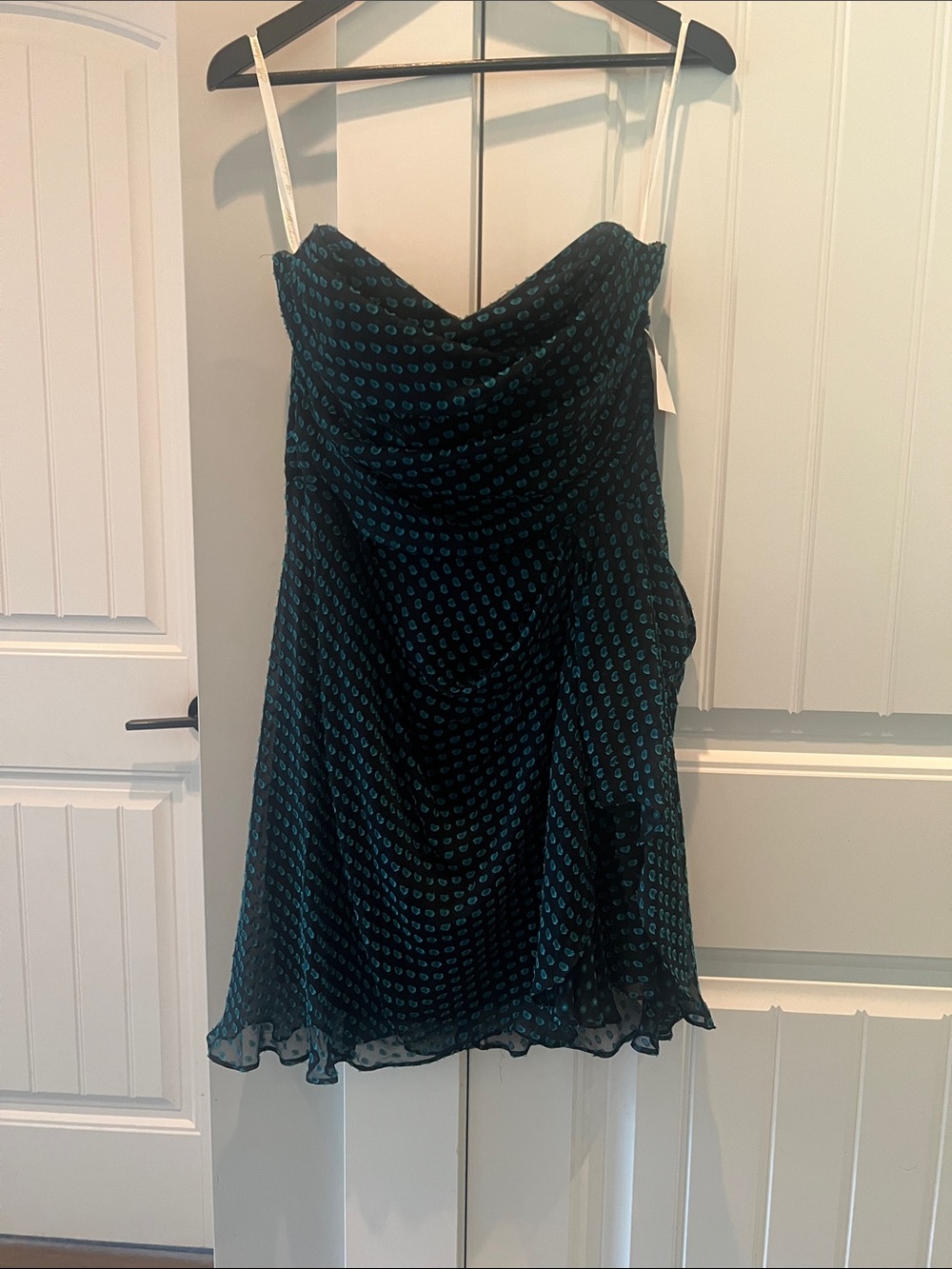 Silk  Dress with Teal Dot Print